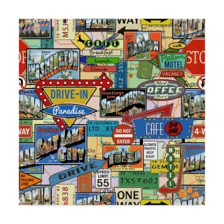 Jean Plout 'Travel Signs' Canvas Art,35x35